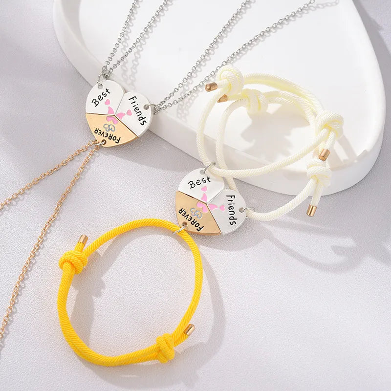 Lot de 3 Colliers ou Bracelets BFF - Best Friends Forever - Coeur - Amitié - A partager