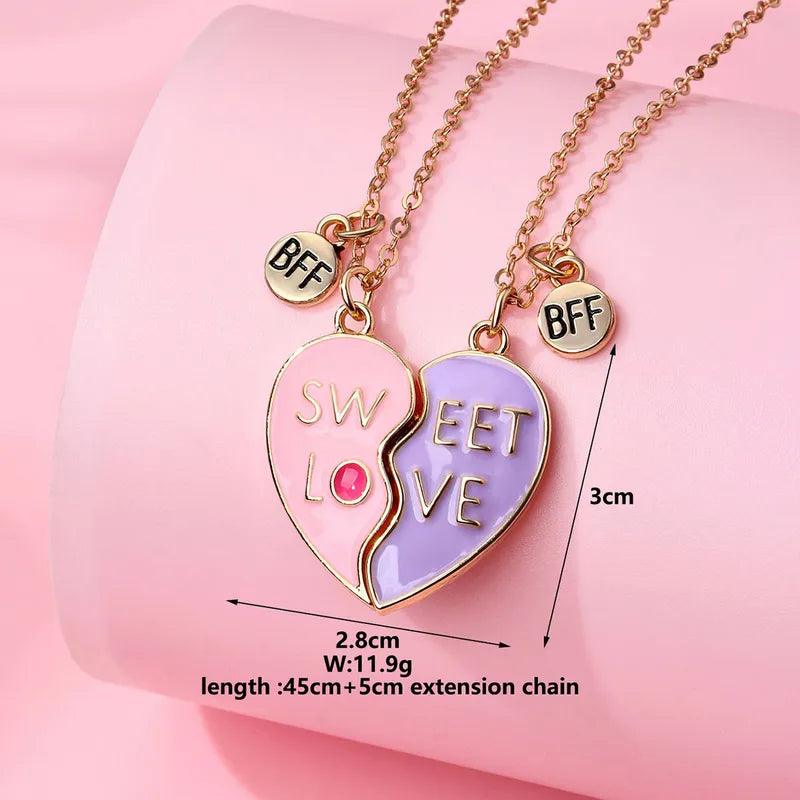 Lot de 2 Colliers D'amitié Aimanté - Coeur Sweet Love - BFF - Best Friends Forever - Amitié