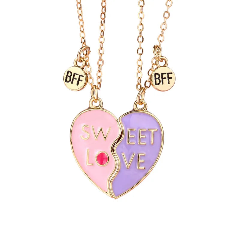 Lot de 2 Colliers D'amitié Aimanté - Coeur Sweet Love - BFF - Best Friends Forever - Amitié