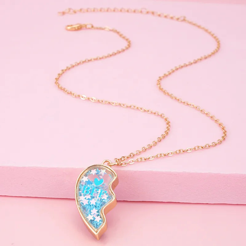 Lot de 2 Colliers D'amitié - Coeur Paillettes - BFF - Best Friends Forever - Amitié
