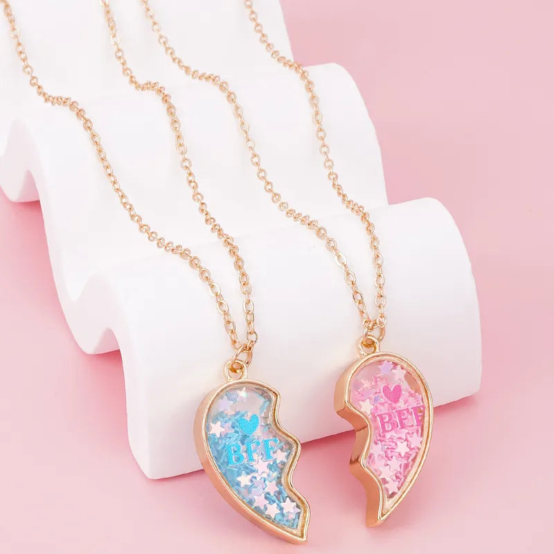 Lot de 2 Colliers D'amitié - Coeur Paillettes - BFF - Best Friends Forever - Amitié