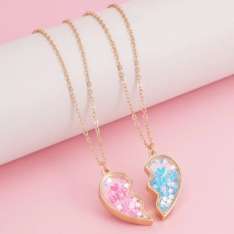 Lot de 2 Colliers D'amitié - Coeur Paillettes - BFF - Best Friends Forever - Amitié