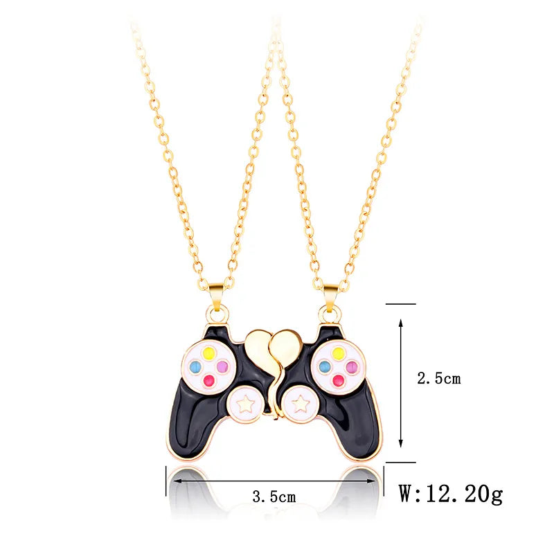 Set mit 2 Freundschaftsketten – Spielkonsolen-Controller – BFF Best Friends Forever – Fantasy – Magnetanhänger – Paarliebhaber