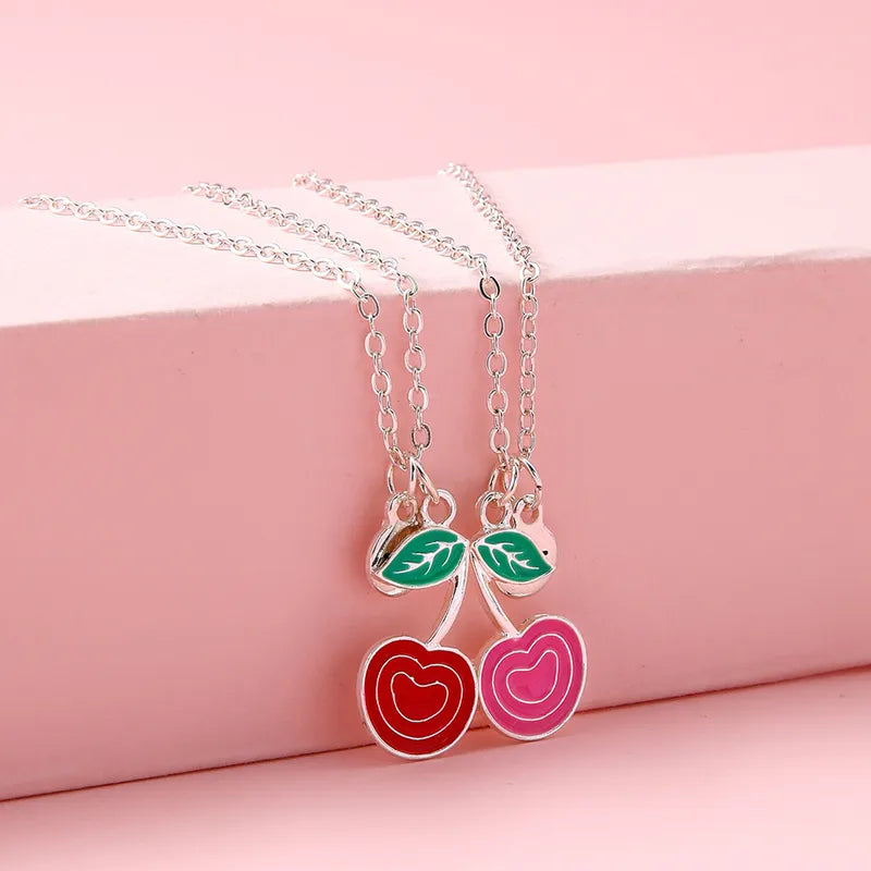 Lot de 2 Colliers D'amitié Aimanté - Cerises- BFF - Best Friends Forever - Amitié - Pendentif Aimanté - Colliers à Partager