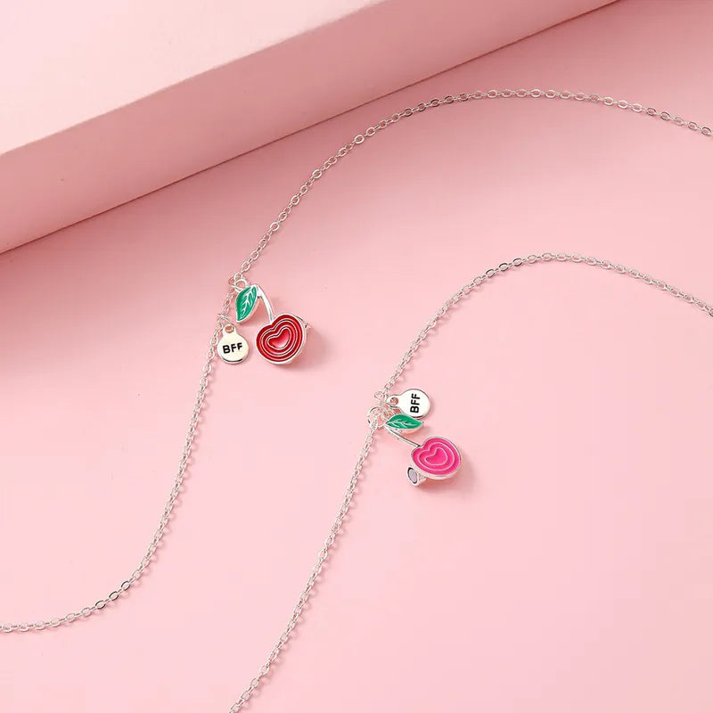 Lot de 2 Colliers D'amitié Aimanté - Cerises- BFF - Best Friends Forever - Amitié - Pendentif Aimanté - Colliers à Partager