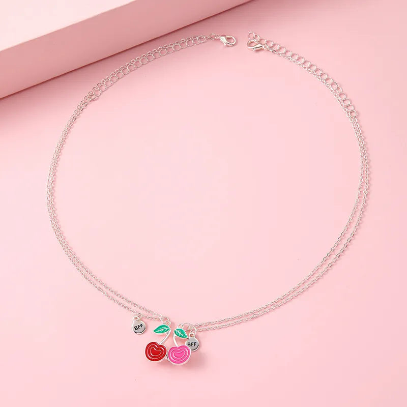 Lot de 2 Colliers D'amitié Aimanté - Cerises- BFF - Best Friends Forever - Amitié - Pendentif Aimanté - Colliers à Partager