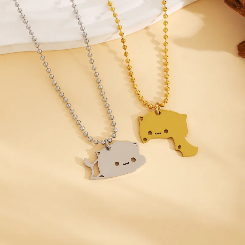 Colliers BFF ou Porte Clés - Mignon Chat - Acier Inoxydable - A Partager - Amoureux - Meilleurs Amis - Pendentif Sac - BFF - Best Friends