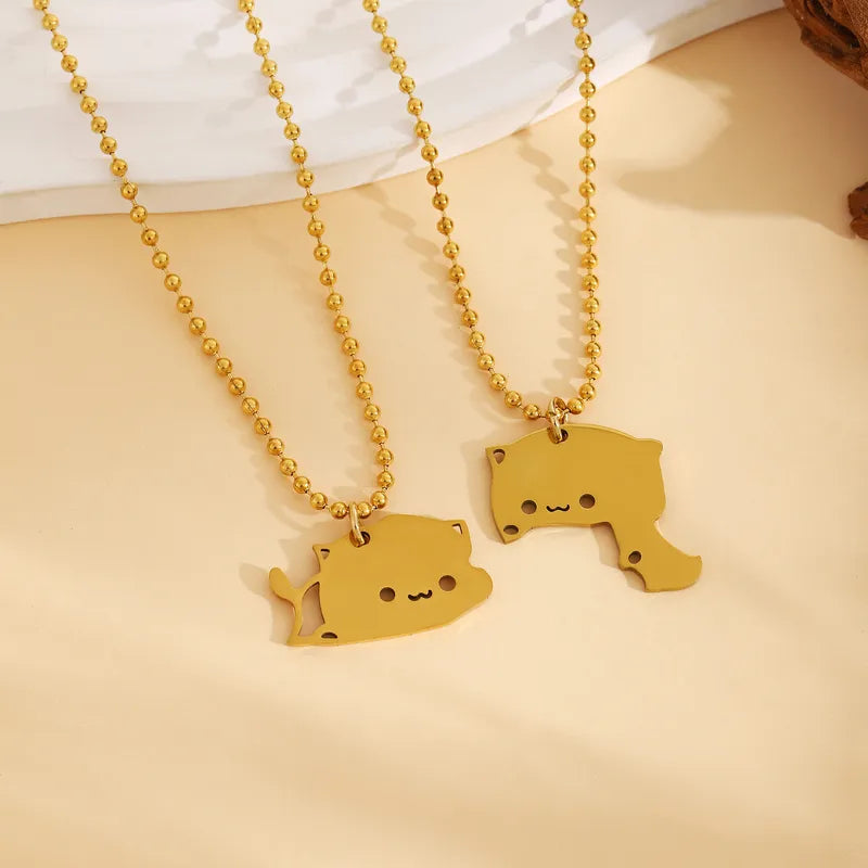 Colliers BFF ou Porte Clés - Mignon Chat - Acier Inoxydable - A Partager - Amoureux - Meilleurs Amis - Pendentif Sac - BFF - Best Friends