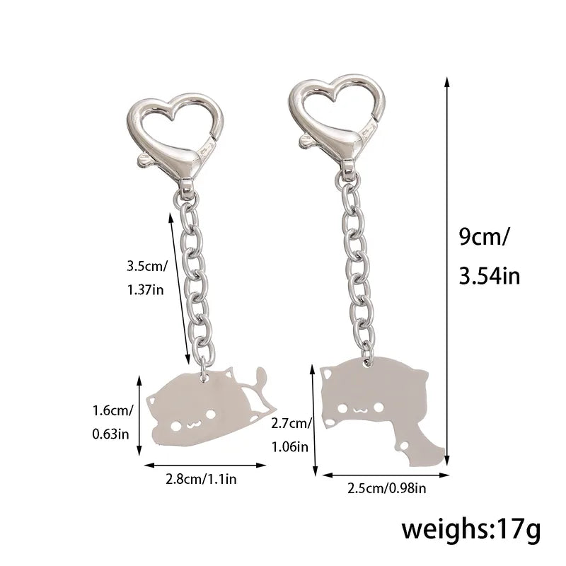 Colliers BFF ou Porte Clés - Mignon Chat - Acier Inoxydable - A Partager - Amoureux - Meilleurs Amis - Pendentif Sac - BFF - Best Friends