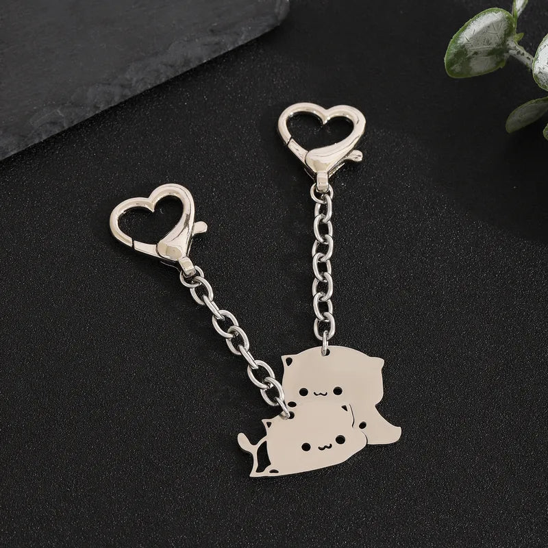 Colliers BFF ou Porte Clés - Mignon Chat - Acier Inoxydable - A Partager - Amoureux - Meilleurs Amis - Pendentif Sac - BFF - Best Friends