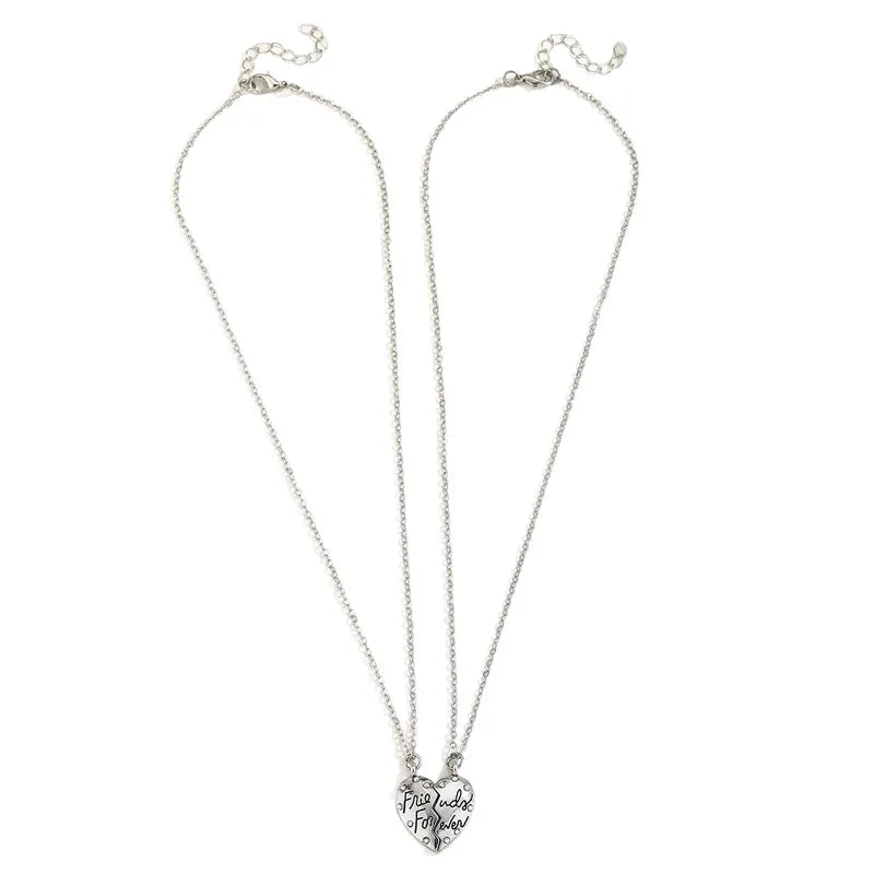 Lot de 2 Colliers D'amitié - Coeur - BFF - Best Friends Forever - Fantaisie - Pendentif et Chaine Argenté - Amitié