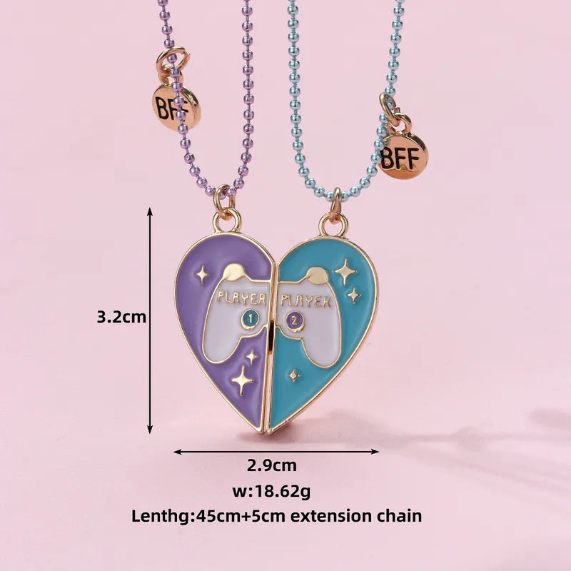 Lot de 2 Colliers BFF Aimanté - Coeur Manette Console de Jeux - Amitié - Best Friends Forever - Amoureux Couple