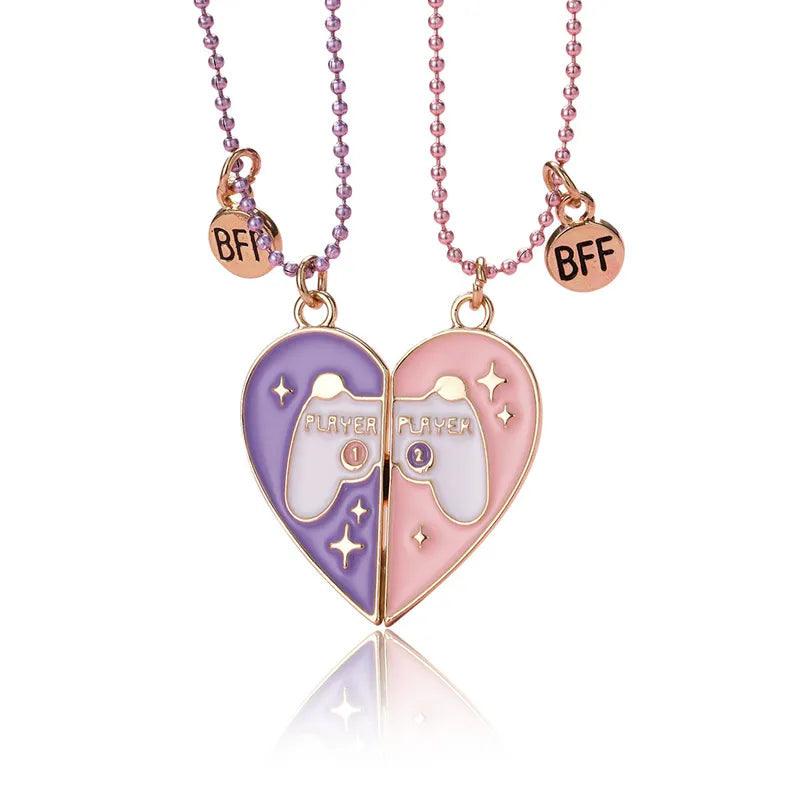 Lot de 2 Colliers BFF Aimanté - Coeur Manette Console de Jeux - Amitié - Best Friends Forever - Amoureux Couple