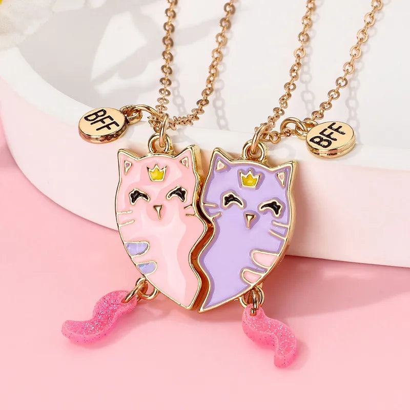 Lot de 2 Colliers D'amitié Aimanté - Chats - BFF - Best Friends Forever - Fantaisie - Pendentif Aimanté - Amitié