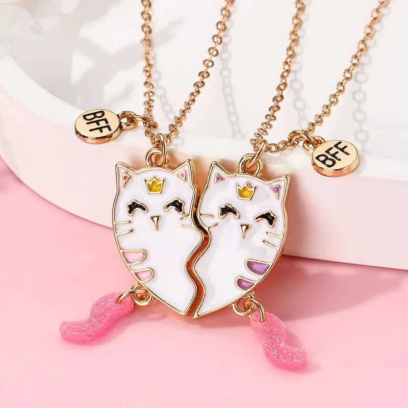 Lot de 2 Colliers D'amitié Aimanté - Chats - BFF - Best Friends Forever - Fantaisie - Pendentif Aimanté - Amitié