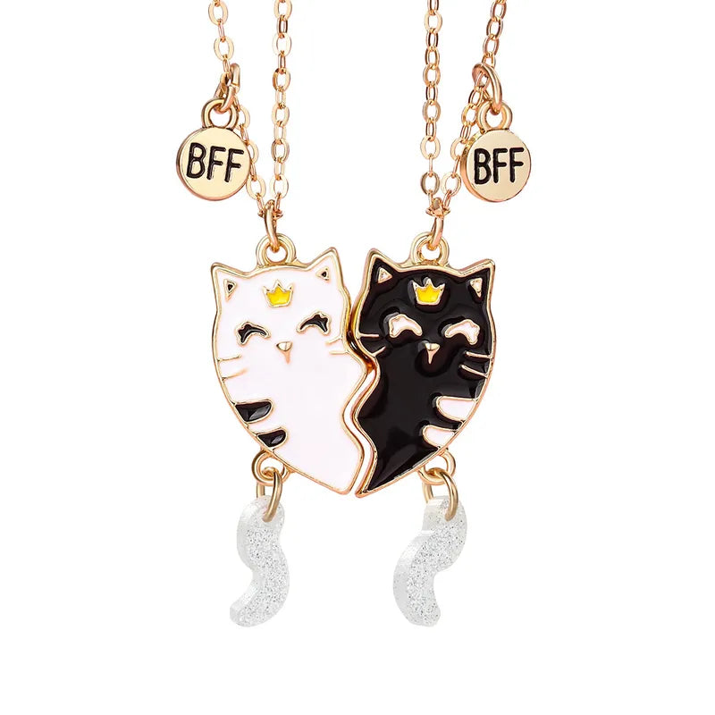 Lot de 2 Colliers D'amitié Aimanté - Chats - BFF - Best Friends Forever - Fantaisie - Pendentif Aimanté - Amitié