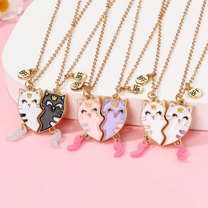 Lot de 2 Colliers D'amitié Aimanté - Chats - BFF - Best Friends Forever - Fantaisie - Pendentif Aimanté - Amitié