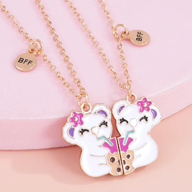 Lot de 2 Colliers D'amitié Aimanté - Koala - Couleur Bonbon Mignon - BFF - Best Friends Forever - Amitié - Fantaisie - Pendentif Aimanté