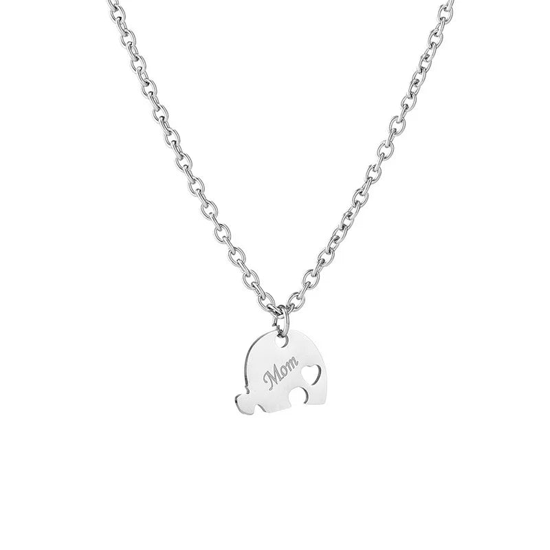 Lot de 3 Colliers Coeur - Mère Filles - Famille Parents Enfant Maman Soeur Filles - Pendentif Coeur Puzzle Acier Inoxydable
