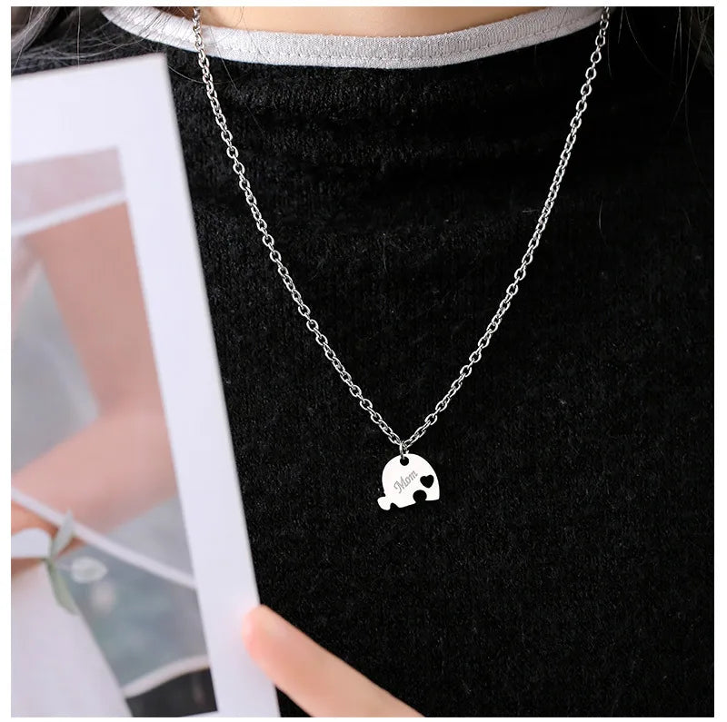 Lot de 3 Colliers Coeur - Mère Filles - Famille Parents Enfant Maman Soeur Filles - Pendentif Coeur Puzzle Acier Inoxydable