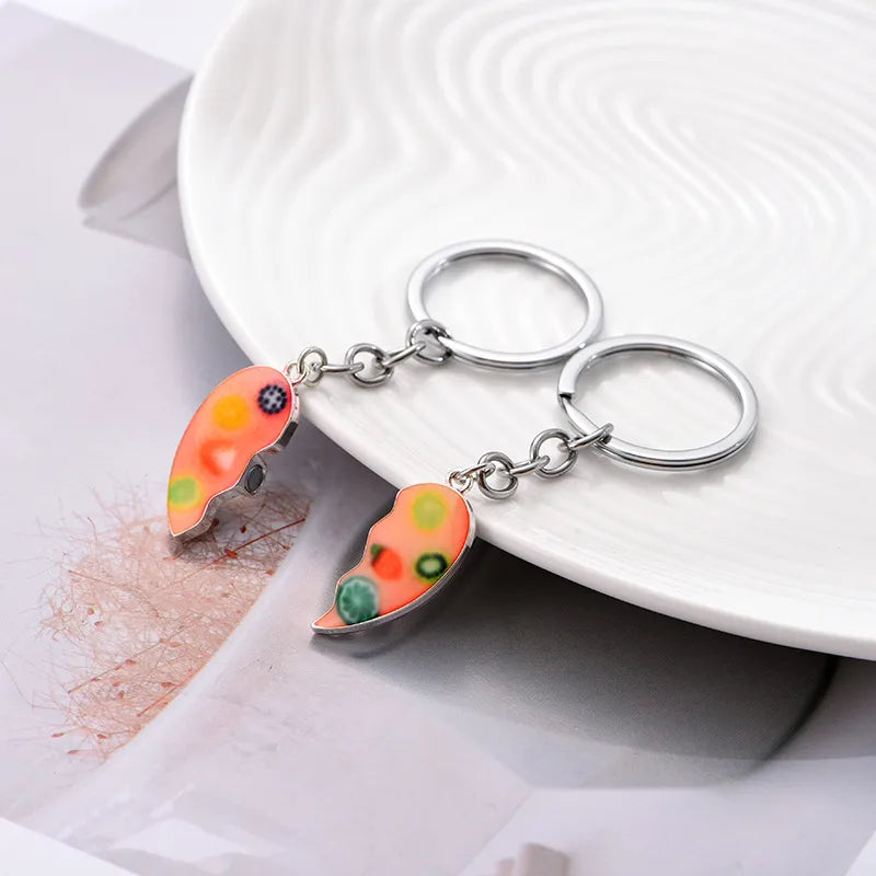 Lot de 2 Colliers, Bracelets ou Porte Clés BFF Aimanté - Coeur Fruits - Best Friends Forever - Amitié