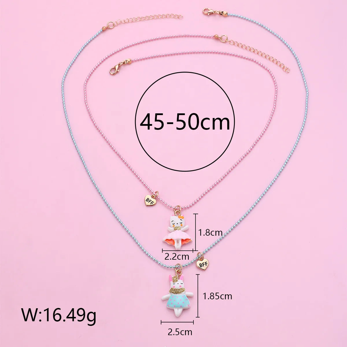 Set mit 2 Ketten, Delfin-Herz-Freundschaftshalsketten – BFF, beste Freunde für immer – ausgefallen – silberner Anhänger und Kette