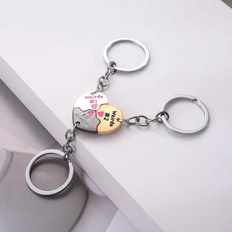 Lot de 3 Colliers Bracelets ou Porte Clés  BFF - Pendentif Coeur Aimanté "Weirdo" - Best Friends Forever - Amitié