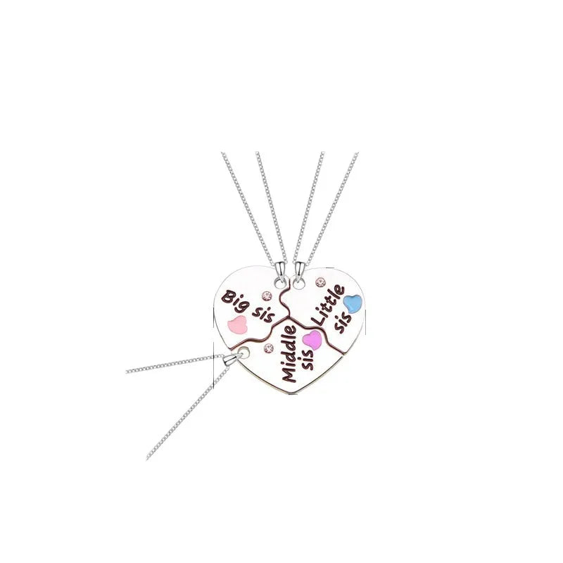 Lot de 3 Colliers Coeur - Mère Filles - Famille Soeur Filles - Pendentif Coeur