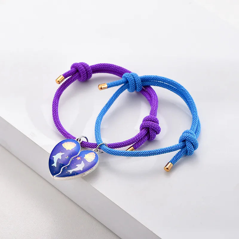 Lot de 2 Colliers ou Bracelets BFF Aimanté - Coeur Dauphin Coquillage Paillettes - BFF - Best Friends Forever - Amitié