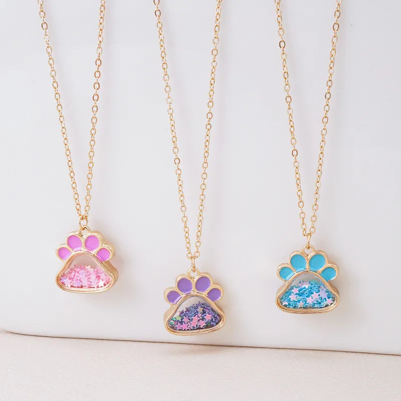 Collier Patte Chien Chat - Mignon - Pendentif intérieur Paillettes Etoile