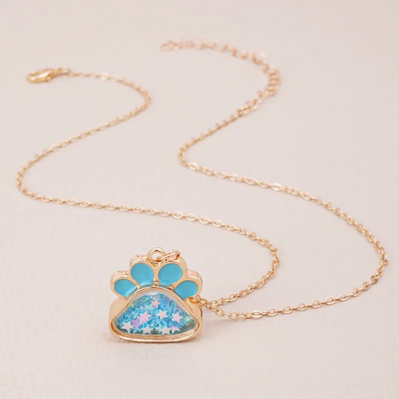 Collier Patte Chien Chat - Mignon - Pendentif intérieur Paillettes Etoile