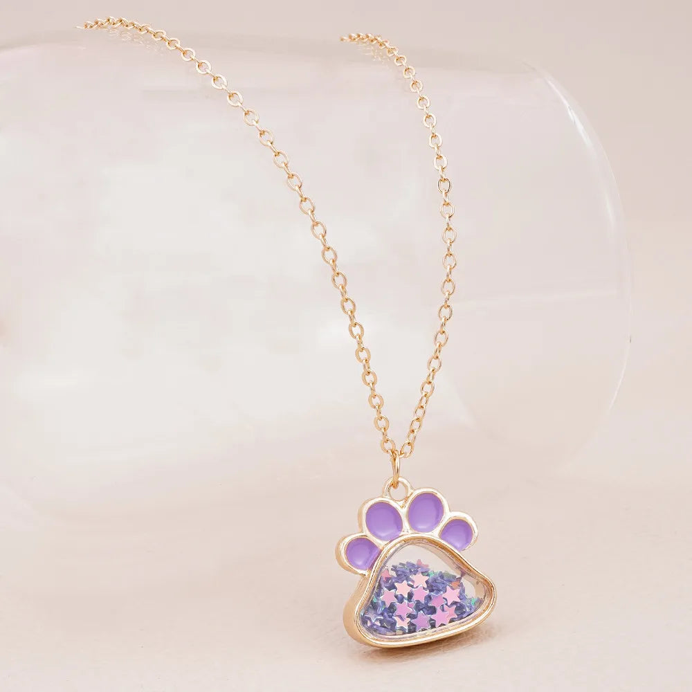 Collier Patte Chien Chat - Mignon - Pendentif intérieur Paillettes Etoile