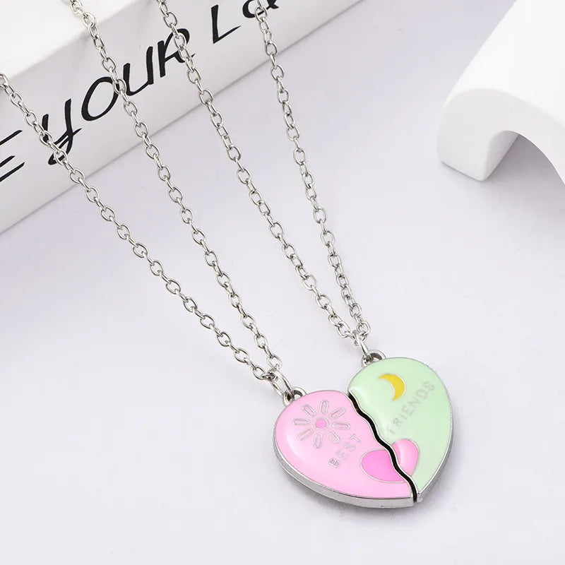 Lot de 2 Colliers BFF Aimanté - Lune Soleil - Best Friends Forever - Pendentif Coeur - Amitié