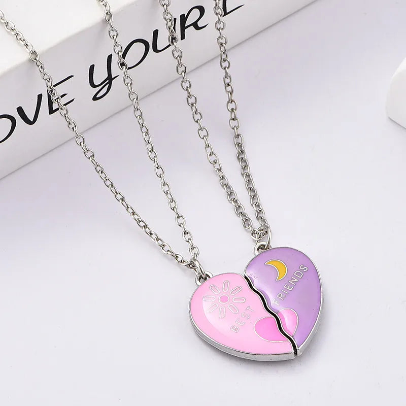Lot de 2 Colliers BFF Aimanté - Lune Soleil - Best Friends Forever - Pendentif Coeur - Amitié