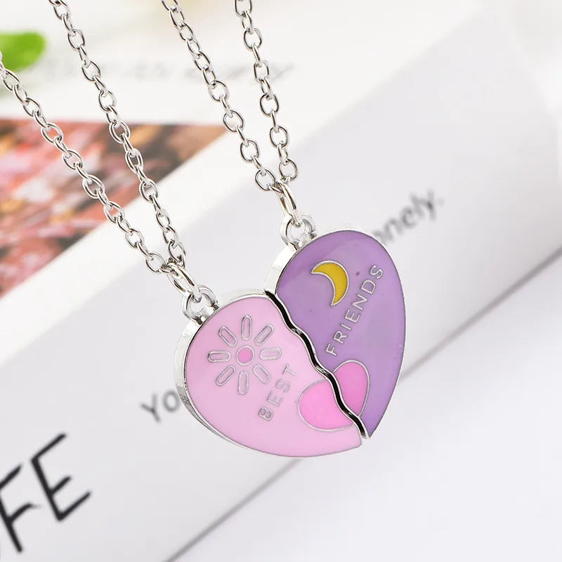 Lot de 2 Colliers BFF Aimanté - Lune Soleil - Best Friends Forever - Pendentif Coeur - Amitié