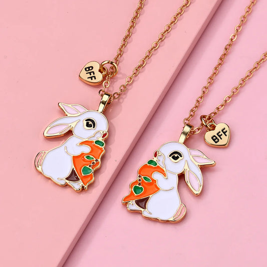 Lot de 2 Colliers D'amitié - Lapin Carotte - BFF - Best Friends Forever - Amitié