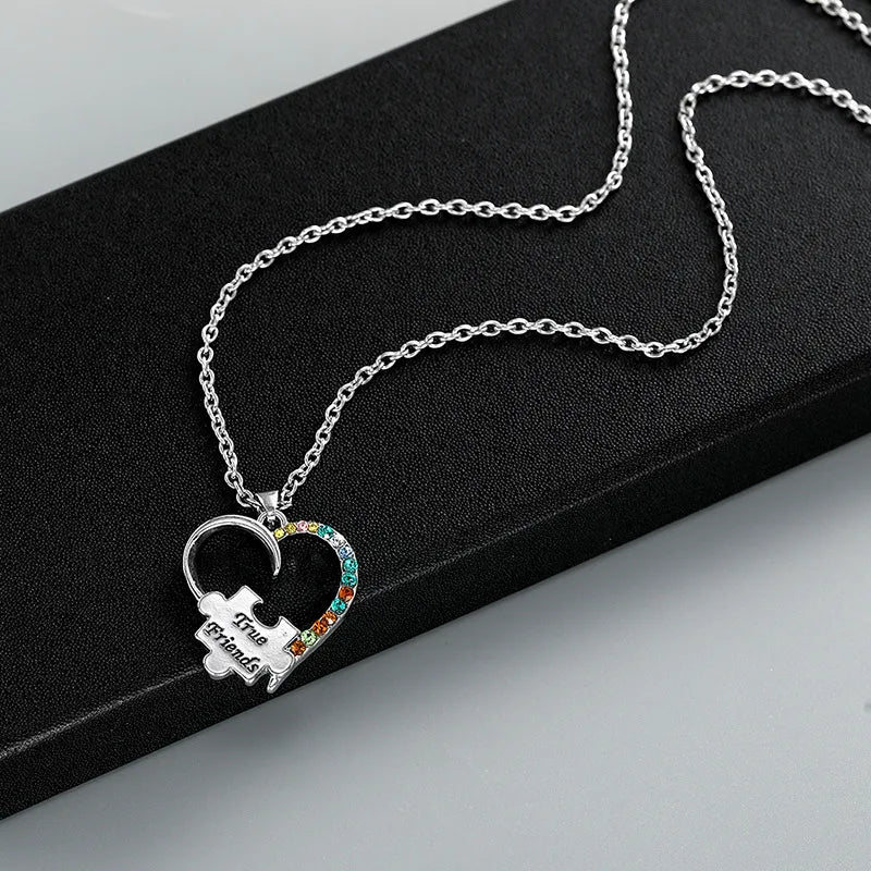 Lot de 2 Colliers D'amitié - Coeur Puzzle Strass - BFF - Best Friends Forever - Amitié