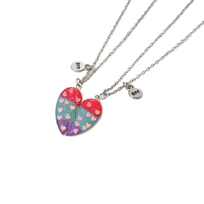 Lot de 2 Colliers, Bracelets ou Porte Clés BFF Aimanté - Coeur Paillettes - Best Friends Forever - Amitié