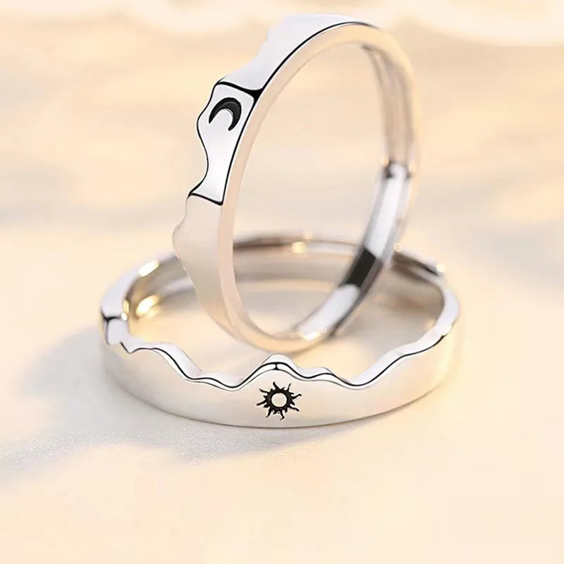 Set of 2 Heartbeat Heartbeat Friendship Rings - BFF Best Friends Couple Lovers - Adjustable Rings - Electrocardiogram