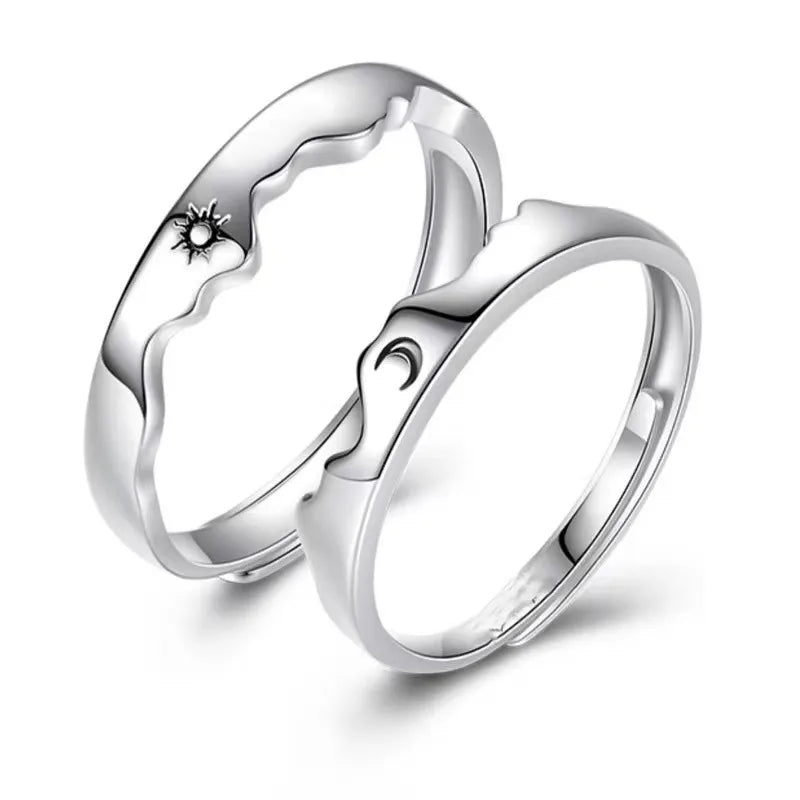 Set of 2 Heartbeat Heartbeat Friendship Rings - BFF Best Friends Couple Lovers - Adjustable Rings - Electrocardiogram