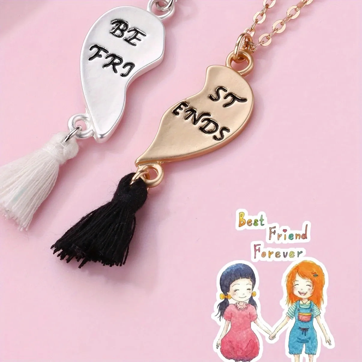 CHILD - Set of 2 Cute Puppy Friendship Necklaces - BFF Best Friends Forever - Fancy Dog