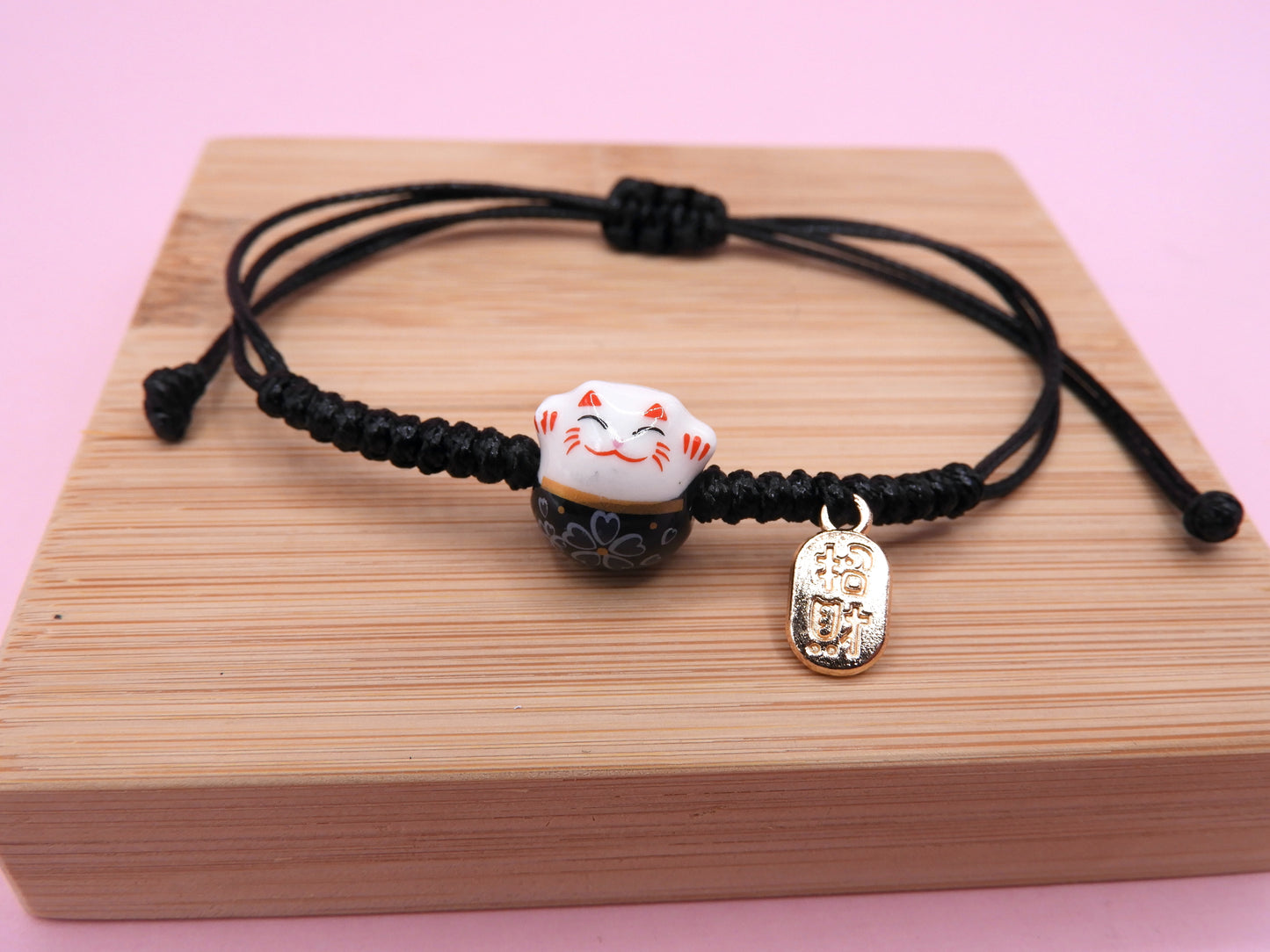 Adjustable Cord Bracelets Chinese Lucky Cat - Cat Lovers - Fantasy - Cord Bracelet