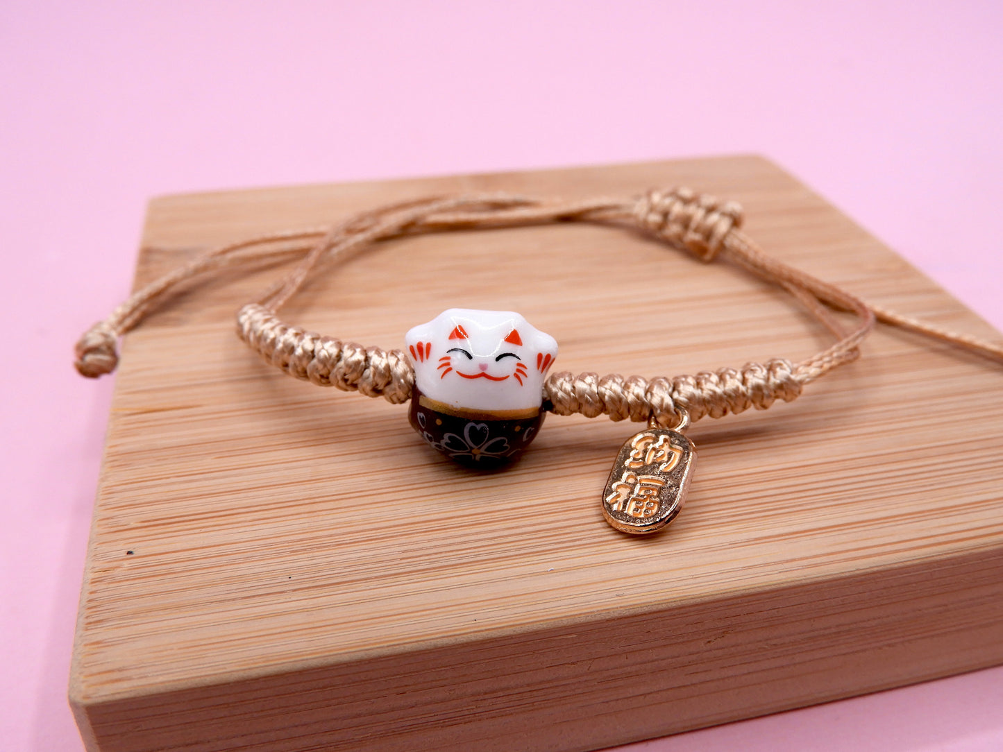 Adjustable Cord Bracelets Chinese Lucky Cat - Cat Lovers - Fantasy - Cord Bracelet