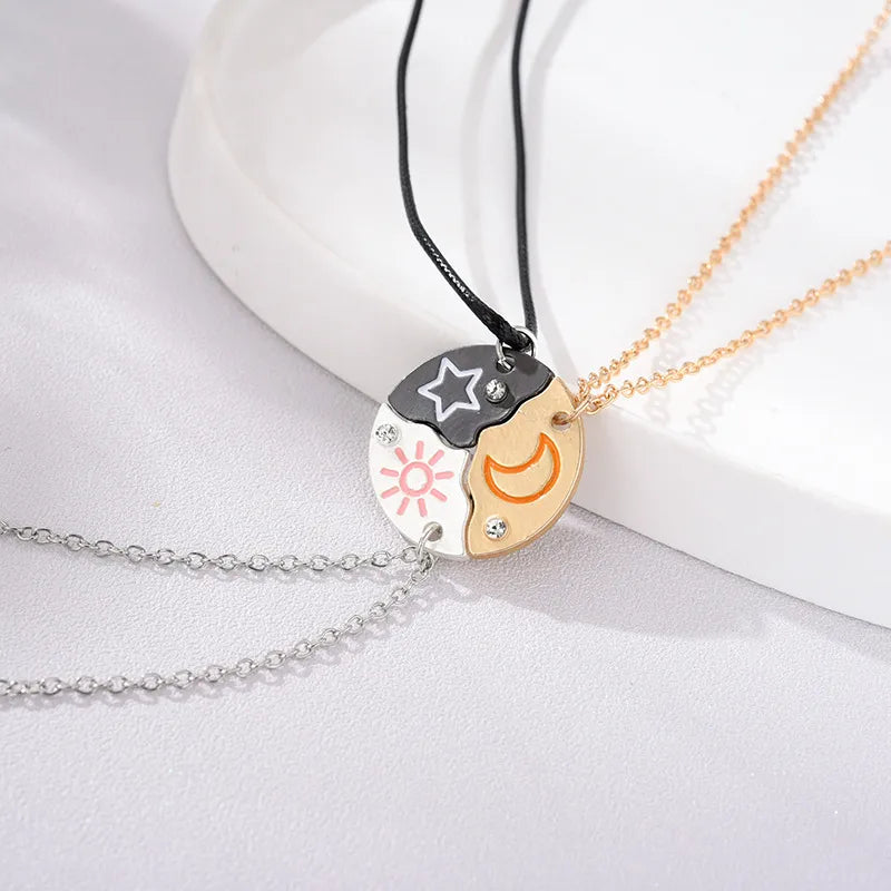 Lot de 3 Colliers ou Bracelets BFF - Lune soleil étoile Aimanté - Best Friends Forever - Argenté Doré