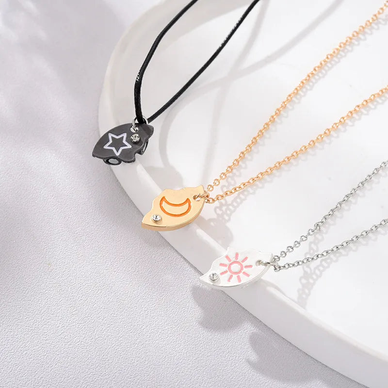 Lot de 3 Colliers ou Bracelets BFF - Lune soleil étoile Aimanté - Best Friends Forever - Argenté Doré