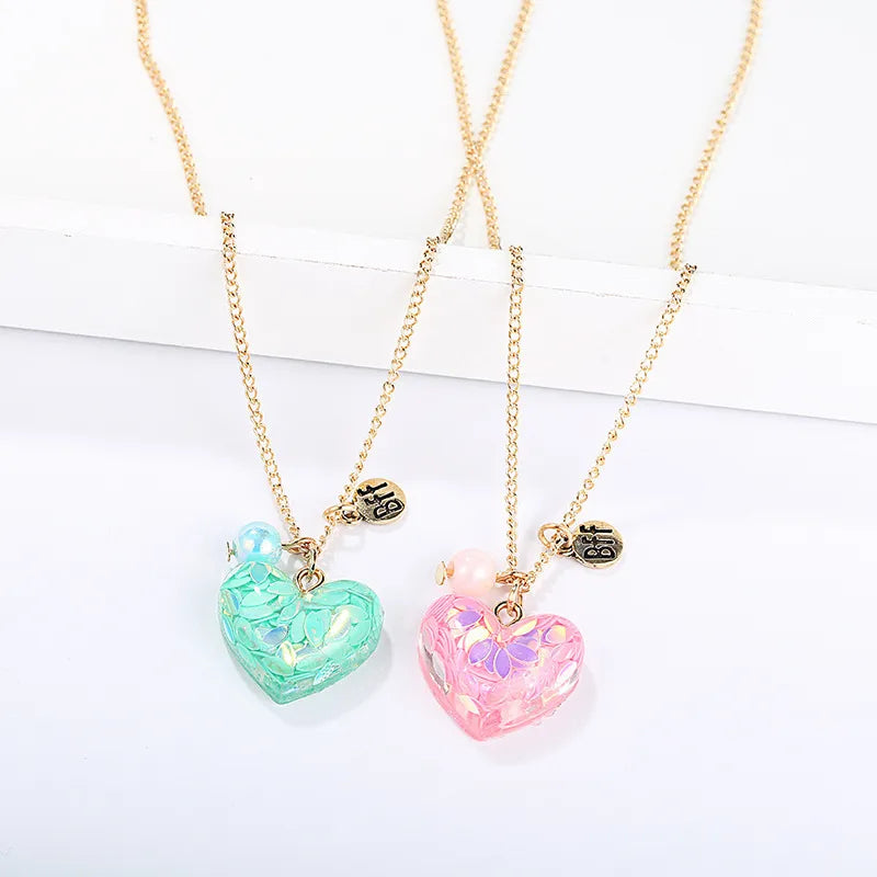 Lot de 2 Colliers BFF - Coeur Résine  - Best Friends Forever