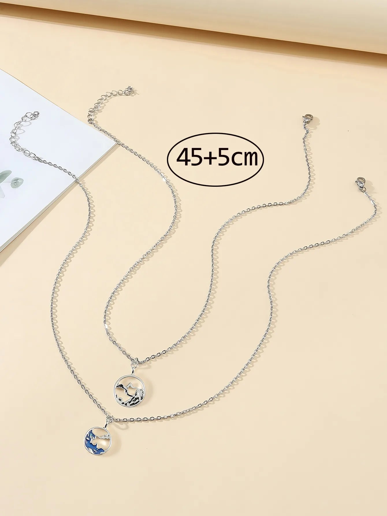 Lot de 2 Colliers BFF avec Carte - Lune Soleil - Montagne Mer - Best Friends Forever - Amitié - Promesse petit doigt