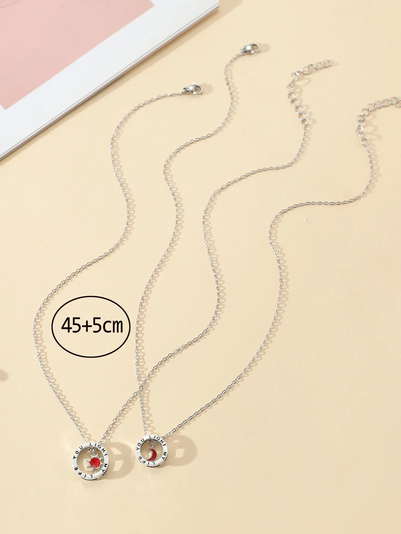 Lot de 2 Colliers BFF avec Carte - Lune Soleil - Montagne Mer - Best Friends Forever - Amitié - Promesse petit doigt