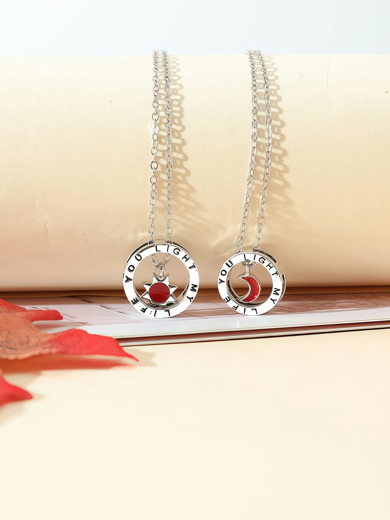 Lot de 2 Colliers BFF avec Carte - Lune Soleil - Montagne Mer - Best Friends Forever - Amitié - Promesse petit doigt