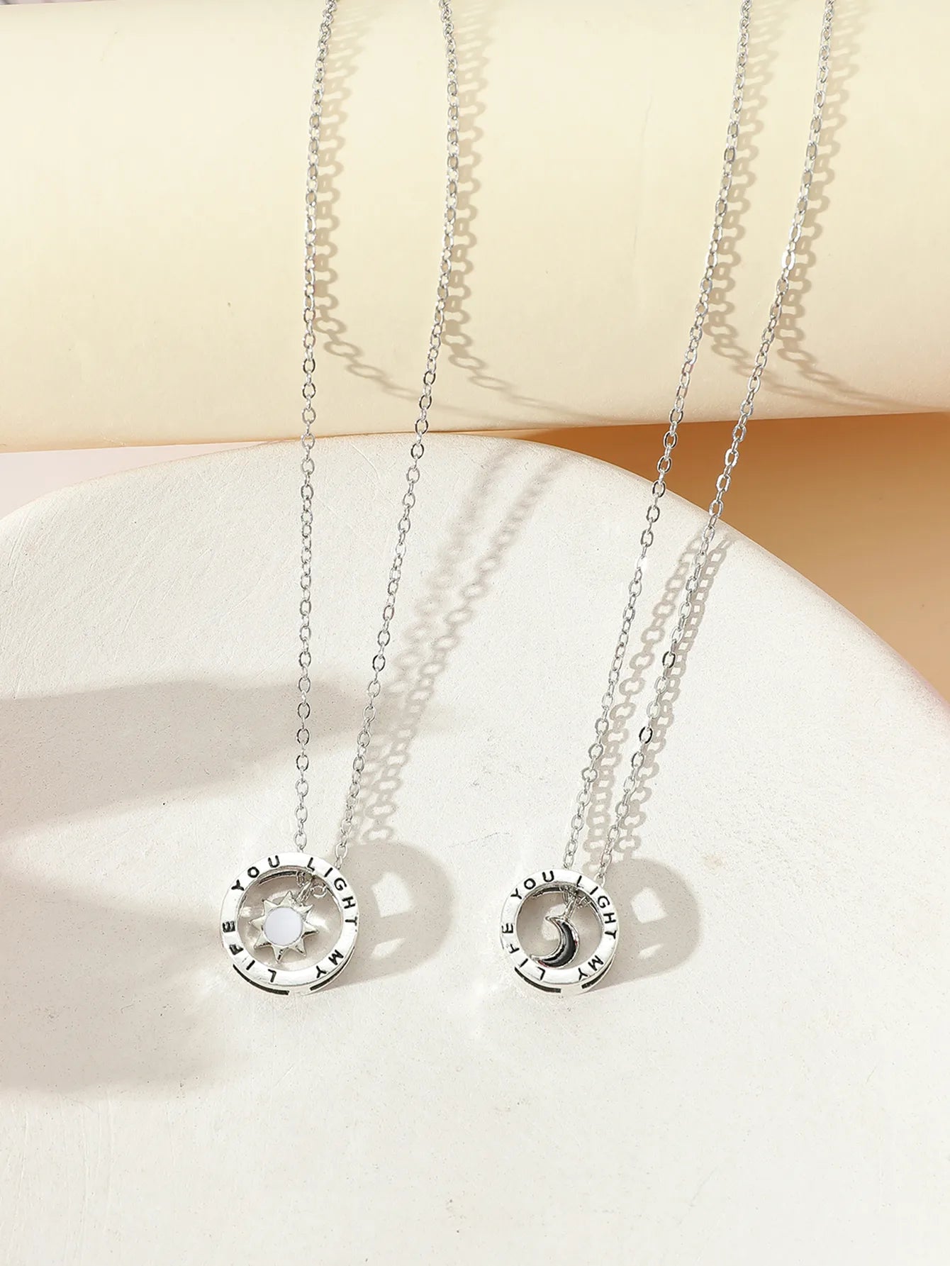 Lot de 2 Colliers BFF avec Carte - Lune Soleil - Montagne Mer - Best Friends Forever - Amitié - Promesse petit doigt